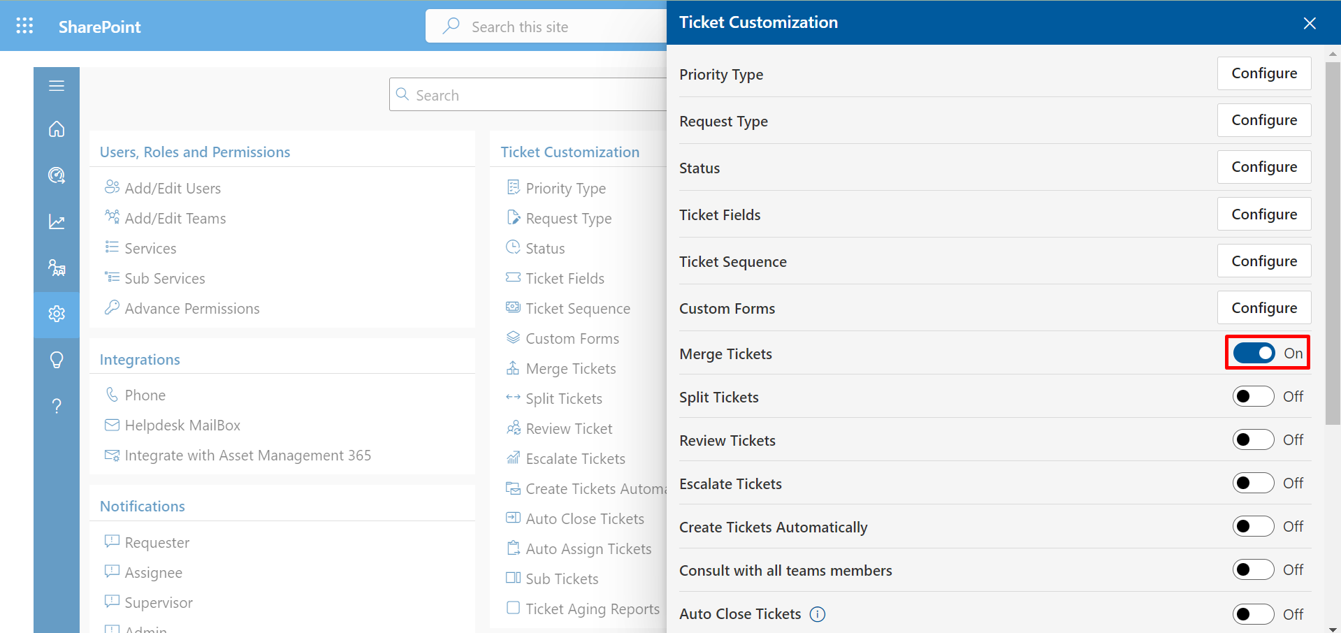 Merge ticket