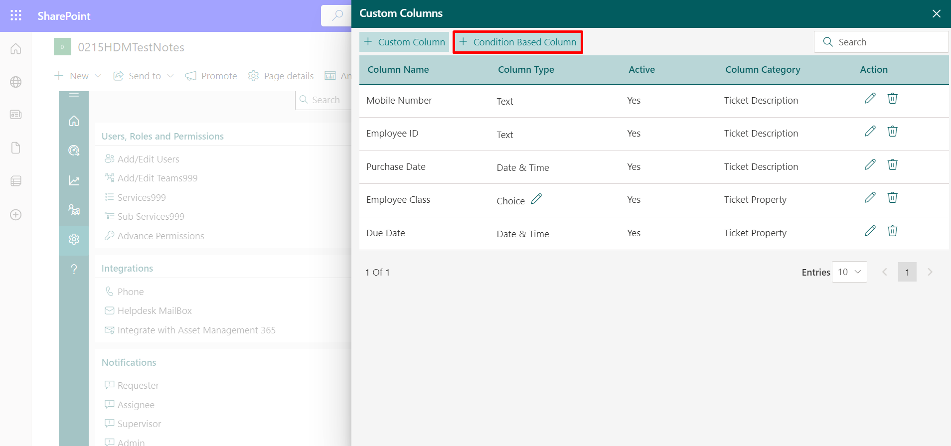 condition based column