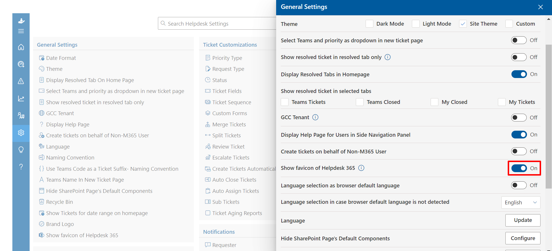 Language selection