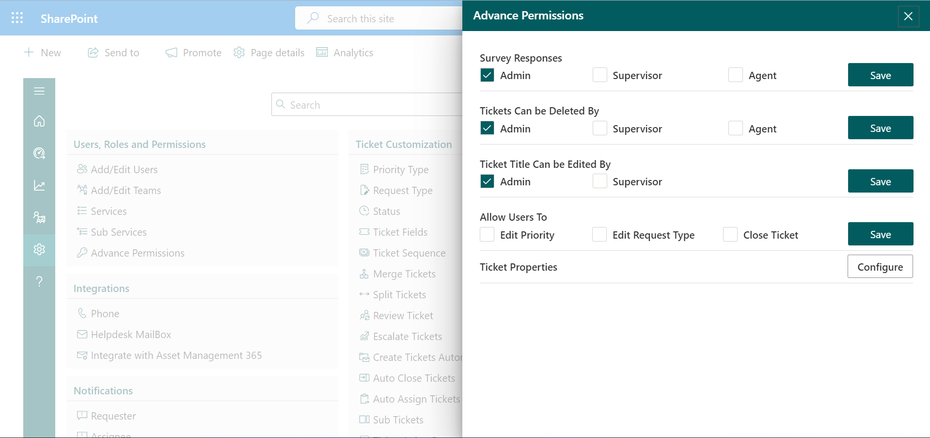 Advace permissions