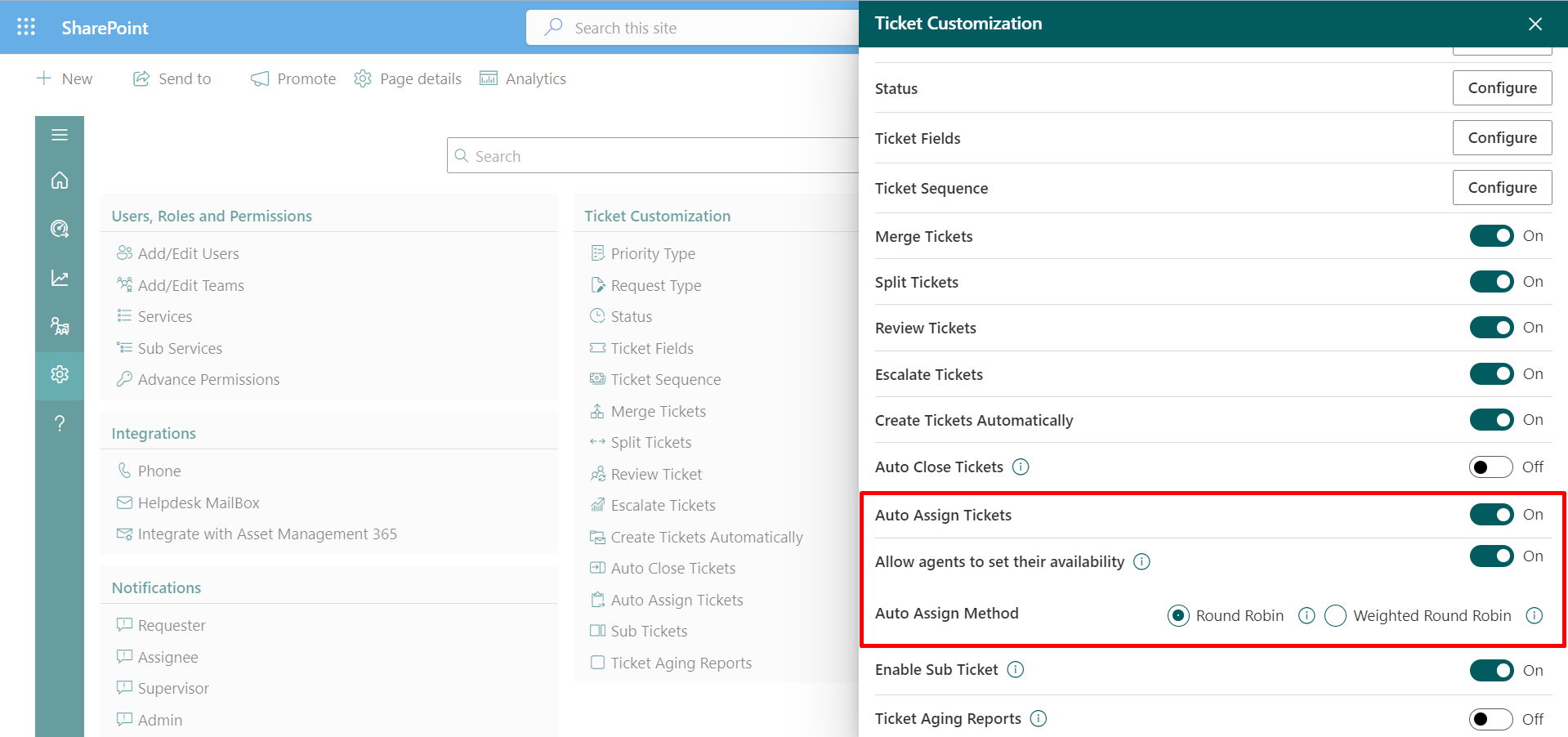 Auto assign ticket