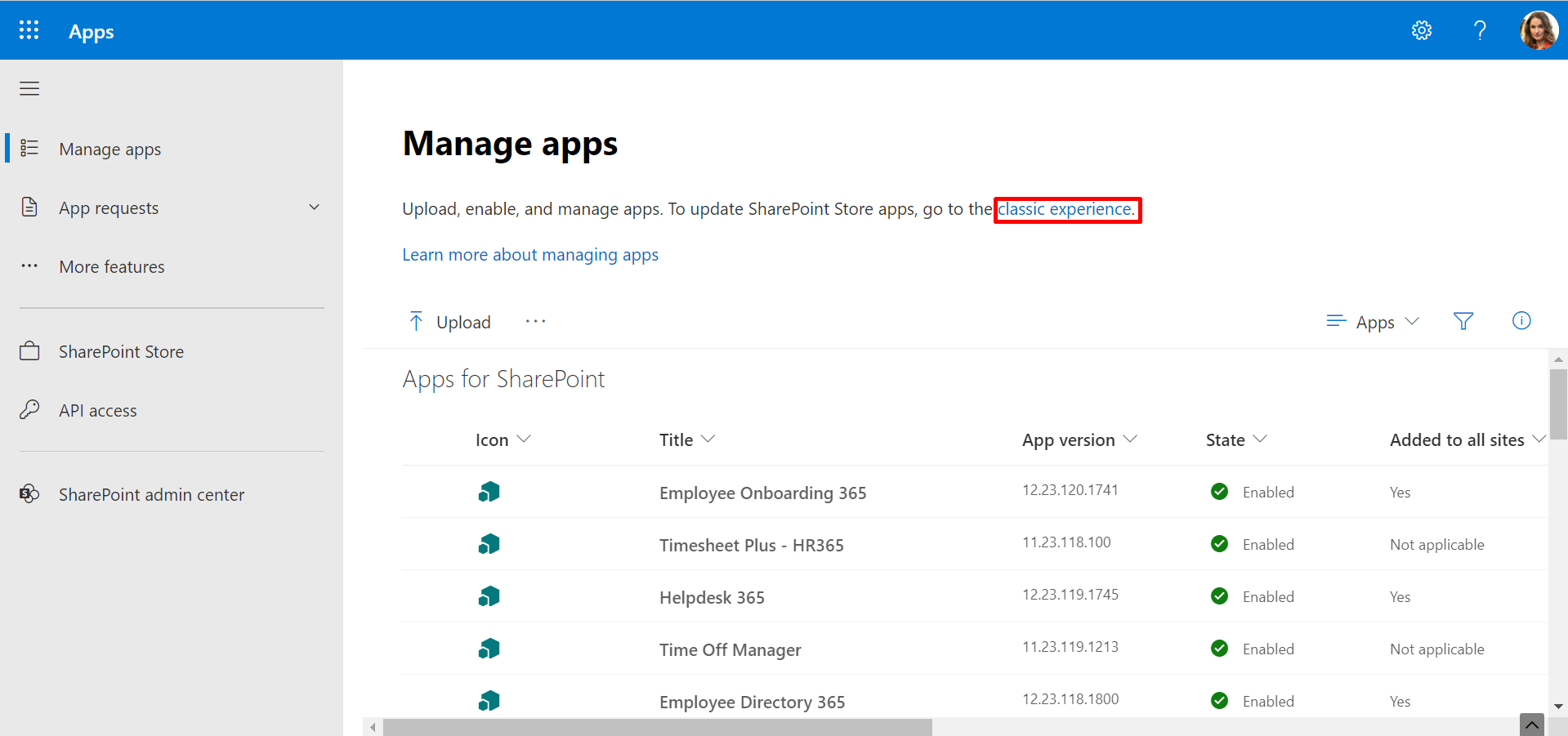 Manage apps