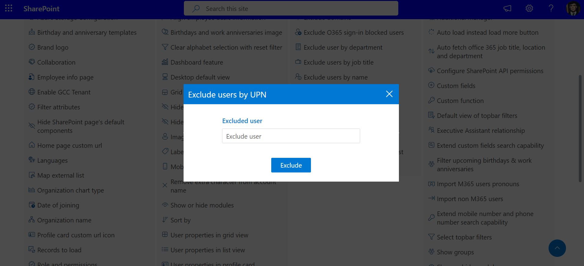 excluded user by UPN